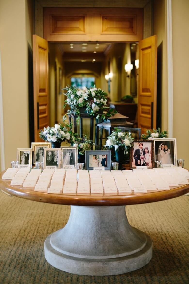 Hochzeitsfotos auf einem Tisch